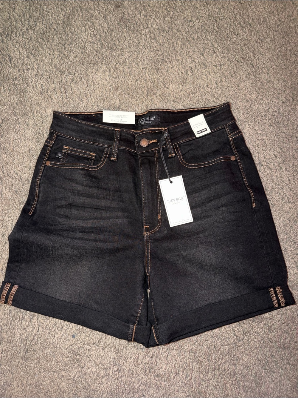 Judy Blue Black High-Rise Rolled Hem Denim Shorts